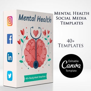 40+ Mental Health Social Media Templates Bundle - Downloadable, Easy to Use, Customizable Canva - Facebook Twitter Instagram Templates