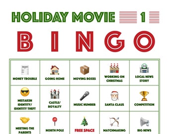 Holiday Movie Bingo Cards ~ Set of 20