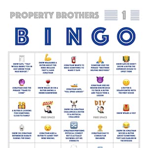 Cartes de bingo HGTV Property Brothers ~ Lot de 5