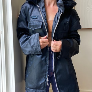 Vintage Military Jacket, Black, Unisex, Oversized, Coat, Mid Length, Clothing, Clothes, Jackets, Fashion