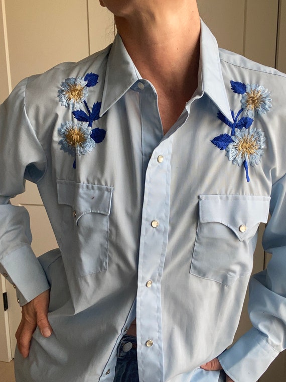 Blue Floral Rodeo Shirt