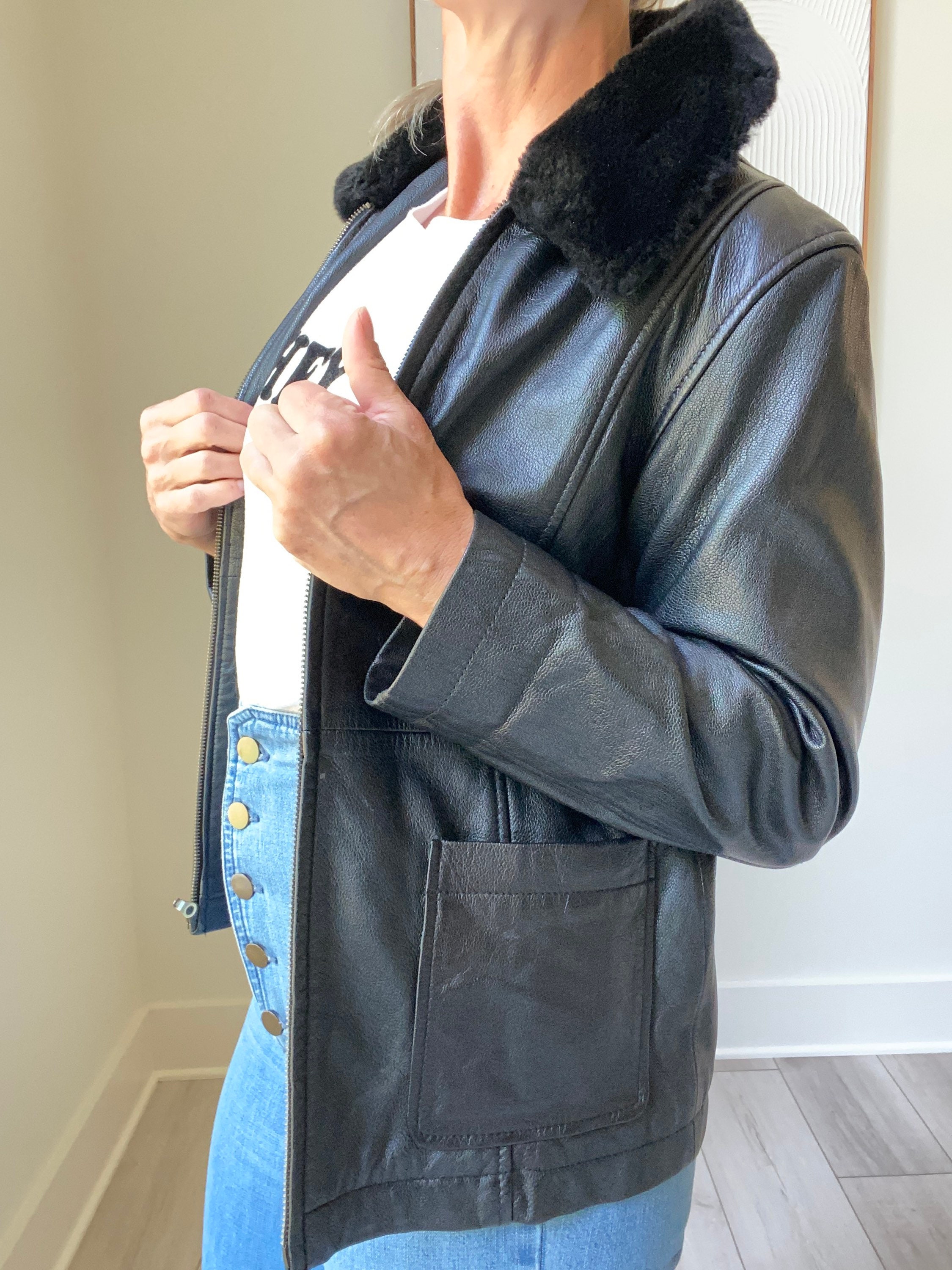 Vintage Black Leather Jacket, Faux Fur, Short, Bomber Jacket, Genuine , Fashion, Coat, Coats, Jackets, Women, Fashion, Winter - Etsy Vintage Black Leather Jacket, Faux Fur, Short, Bomber Jacket, Genuine , Fashion, Coat, Coats, Jackets, Women, Fashion, Winter - Etsy