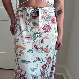 70s Bohemian Skirt, Vintage, Long, Floral, Women, Polyester, Wrap, Clothing, Fashion, Clothes, Skirts