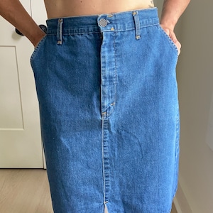 Vintage Jean Skirt, Denim, Jeans, Mid Length, Women, Pencil, Clothing, Clothes, Fashion, Skirts