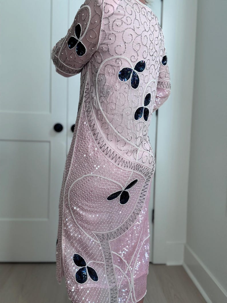 Antique Pink Sequin Cascade Dress
