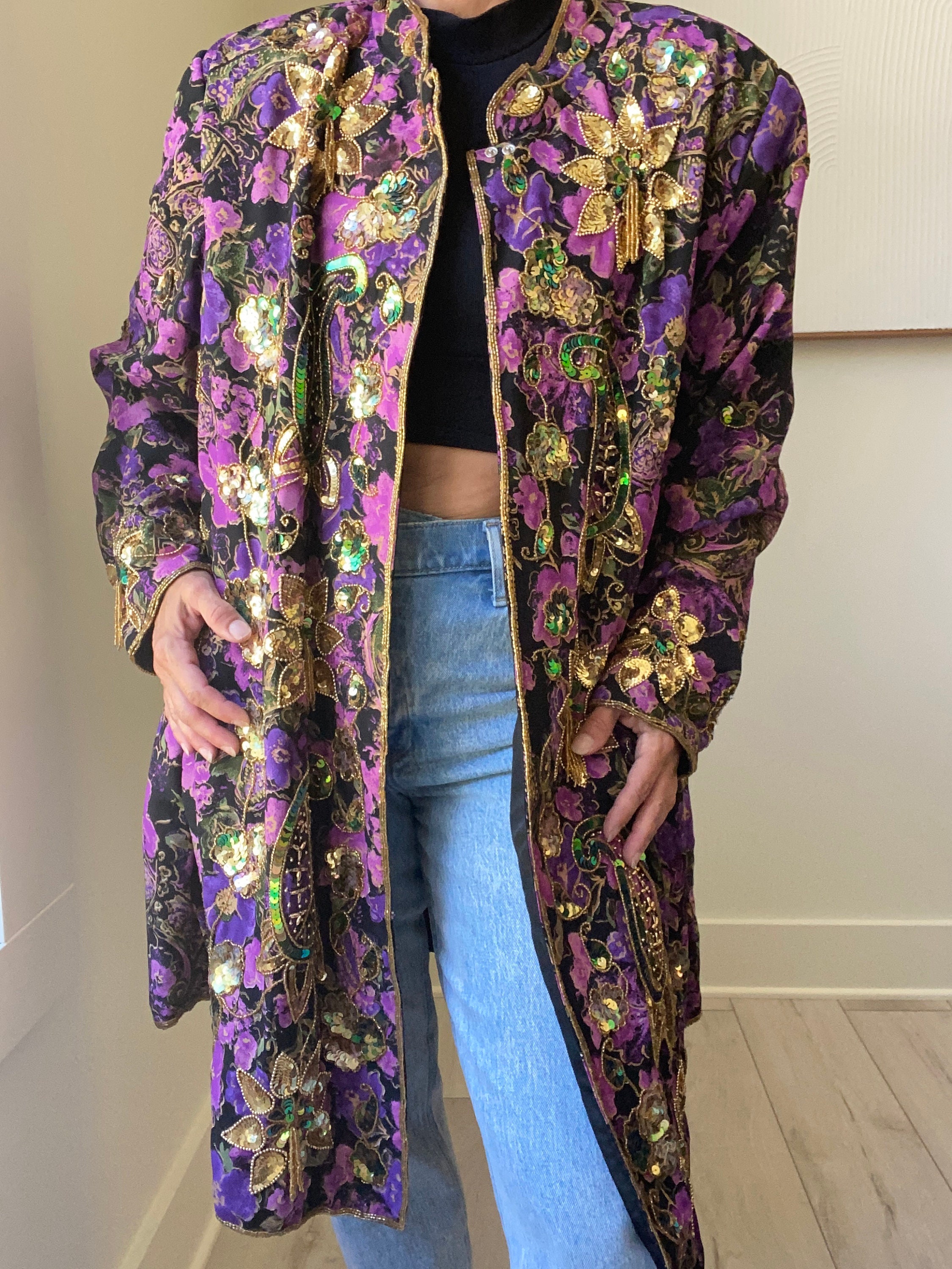 Amazing Purple Floral Blazer Etsy Singapore