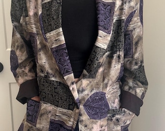 Emily Adams 80s, Purple and Tan, women’s, Double Breasted Sports Blazer
