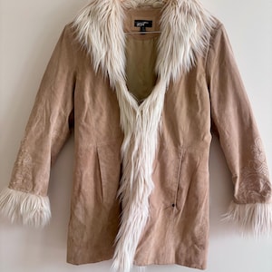 Vintage Leather Faux Fur Coat, Jackets, Leather, Womens, medium