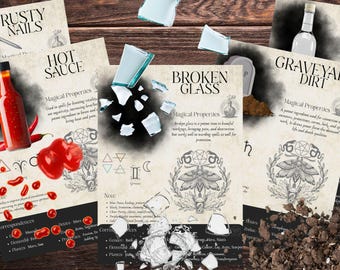 Book of Shadows, Printable pages of Ingredients. Set #2