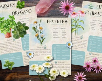 Style 2 | Book of Shadows, Printable pages of Protective Herbs. Set #3