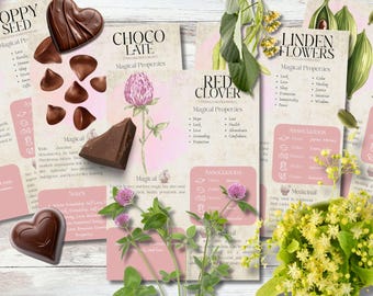 Style 2 | Book of Shadows, Printable pages of Glamour Herbs. Set #4