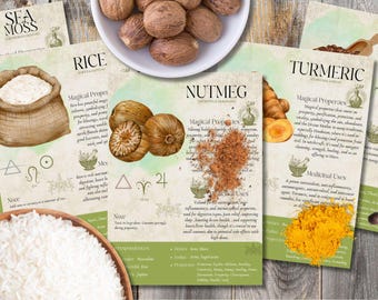 Book of Shadows, Printable pages of Abundance and Success Herbs. Set #3