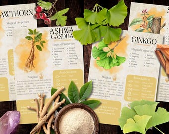 Style 2 | Book of Shadows, Printable pages of Emotional Herbs. Set #4