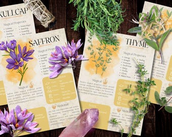 Style 2 | Book of Shadows, Printable pages of Emotional Herbs. Set #3