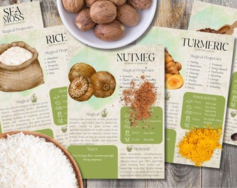 Style 2 | Book of Shadows, Printable pages of Abundance and Success Herbs. Set #3