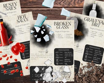 Style 2 | Book of Shadows, Printable pages of Ingredients. Set #2