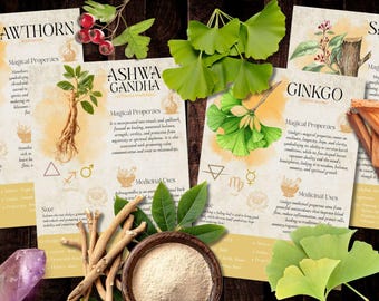 Book of Shadows, Printable pages of Emotional Herbs. Set #4