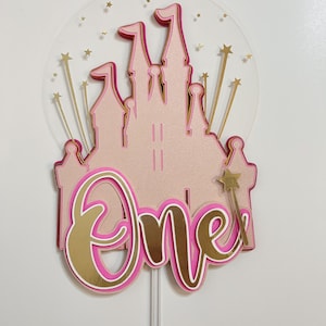 Sleeping beauty Cake topper Birthday, Aurora Princess Cake topper, pink and gold princess themed, Princess Castle Cake topper