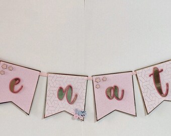 Ballerina Banner, Floral pink banner, Pink and Gold themed party