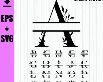 Split Monogram Alphabet SVG: Floral Letter Designs (Digital Download)