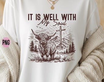 Christian Highland Kuh Kreuz Berg PNG: Glaubensschrift Trending Bibel Vers Sublimation