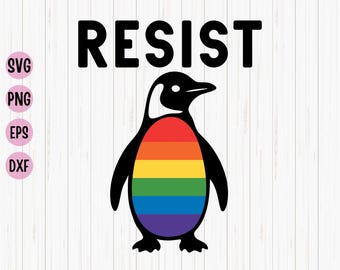Pride Pinguin Resist SVG: LGBTQ Demo Clipart (Digitaler Download)