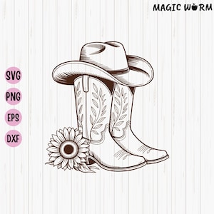 Cowgirl Boots and Flowers SVG, Western Boots Svg, Rodeo Svg, Cowboy Hat Svg, Western Cowgirl Svg, Cowboy Boots Vector, Cowboy Flowers SVG