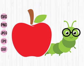 Apfel und Wurm Clipart: Lehrerin Vektorgrafik (Digitaler Download)