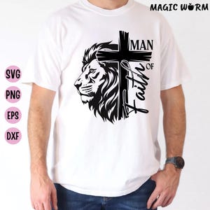 Man of Faith Lion & Cross SVG: Christian Inspirational Design (Digital Download