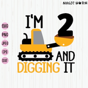 Two Year Old Excavator Birthday SVG: Construction Theme (Digital Download)