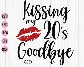 Auf Wiedersehen Kissing 20 SVG: Lips Birthday Design (Digitaler Download)