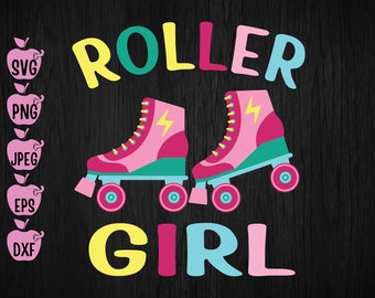 ローラーガール SVG: スケートバースデークリップアート (デジタルダウンロード)