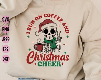 Christmas Skeleton Coffee SVG: Funny Holiday Shirt Design (Digital Download)