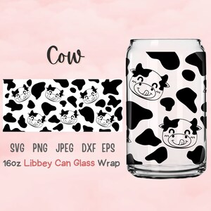 Kuh kann Glasverpackung SVG: 16 Unzen Libbey, lustiger Tierdruck (Digitaler Download)