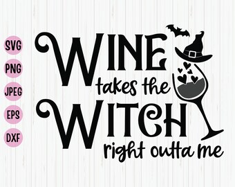 Wein Hexe SVG: Halloween Shirt Schnittdatei (Digitaler Download)