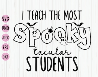 不気味な生徒たちのSVG：ハロウィーンの先生のデザイン（デジタルダウンロード）