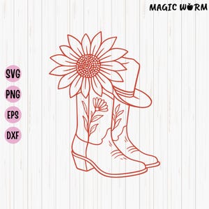 Cowgirl Boots and Flowers SVG, Western Boots Svg, Rodeo Svg, Cowboy Hat Svg, Western Cowgirl Svg, Cowboy Boots Vector, Cowboy Flowers SVG