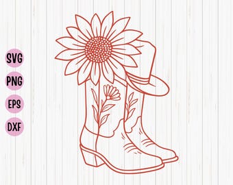 Cowgirl Boots and Flowers SVG, Western Rodeo Clipart (Digital Download)