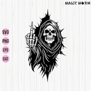 Grim Reaper Skull SVG: Halloween Skeleton Vector Art (Digital Download)