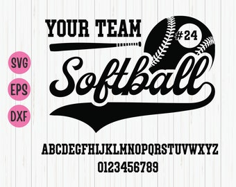 Modello SVG personalizzato per la squadra di softball: design per maglietta personalizzata (download digitale)
