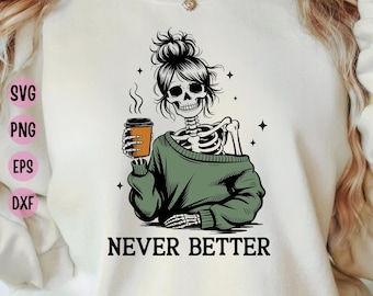 Skeleton Mom Coffee SVG: Nie besser als Halloween-Design (Digitaler Download)