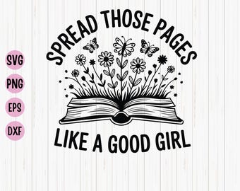 Inspirierendes Wildblumen-Buch-Zitat SVG: Smut-Bücher PNG, Bücherwurm-Geschenk (digitaler Download)