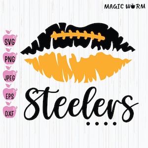 Steelers Lips Svg,  Football Lipstick Svg, Football Mom Svg, Iron On Steelers Lips, Lips Cheerleader, Cricut, Digital Download