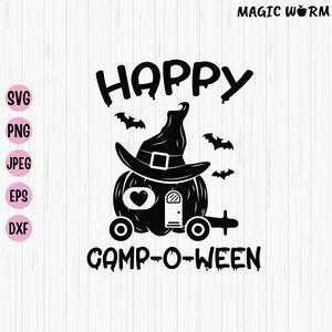 SVG de Happy Camp O Ween: Archivo de corte de Halloween para acampar (descarga digital)