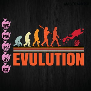 Scuba Diving Evolution SVG: Diver Cut File (Digital Download)