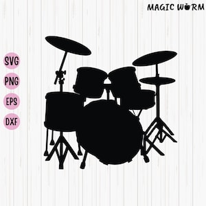 Drum Set SVG, Drum Set Silhouette, Drum Set Vector, Drummer Svg, Rock Band Svg, Bass Drum Svg Cut File, Cricut