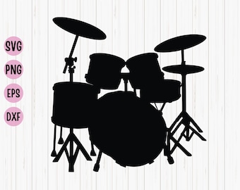 Trommel-Set SVG, Trommel-Set Silhouette, Trommel-Set Vektor, Schlagzeuger SVG, Rock Band SVG, Bass Drum Cut Datei, Cricut