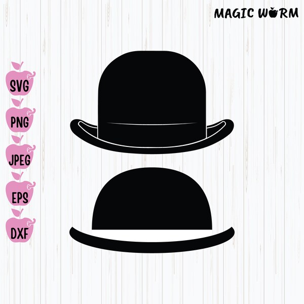 Bowler Hat Svg, Bowler Hat Clipart, Hat Svg, Hat Png, Bowler Hat Cut Files, Instant Download