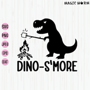 Dino-S&#39;More SVG: Dinosaur Camping Cut File (Digital Download)