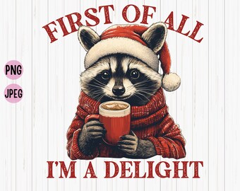 野生のアライグマのクリスマス PNG：皮肉な動物の名言（デジタルダウンロード）